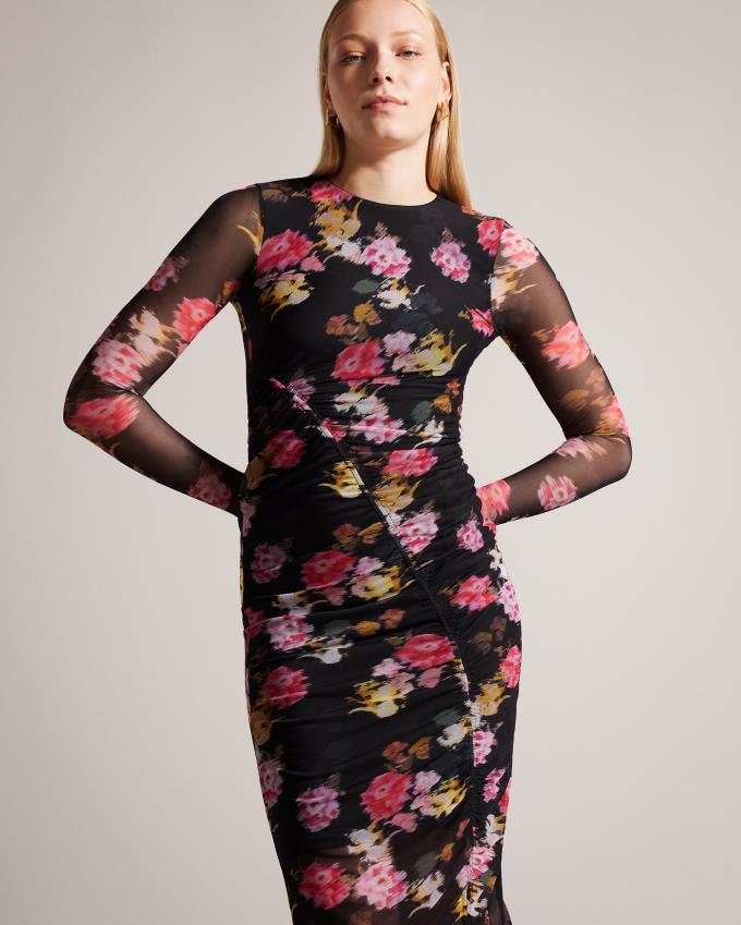 Peignoir Ted Baker Floral Bodycon With Drawcord Noir Femme | VUE-20870134